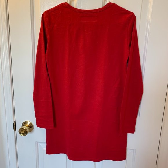 Red Long Sleeve Cotton Cartoon Cat T-shirt - Picture 3 of 6